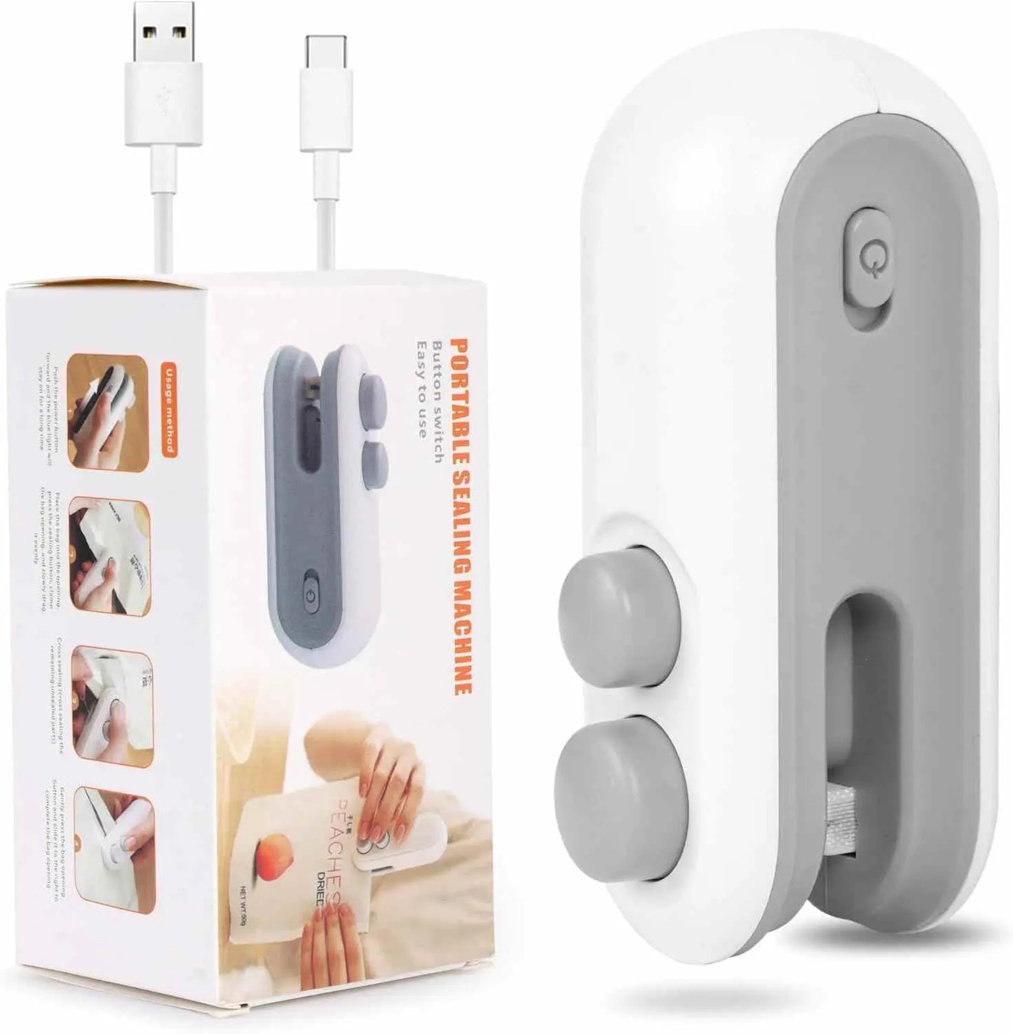 Portable Mini Sealing Machine with Cutter 2 in 1 USB Rechargeable