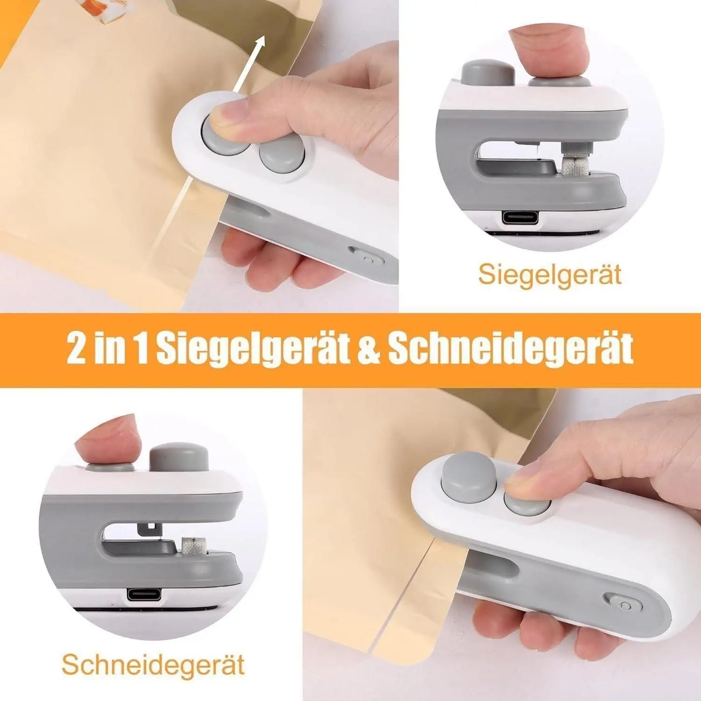 Portable Mini Sealing Machine with Cutter 2 in 1 USB Rechargeable