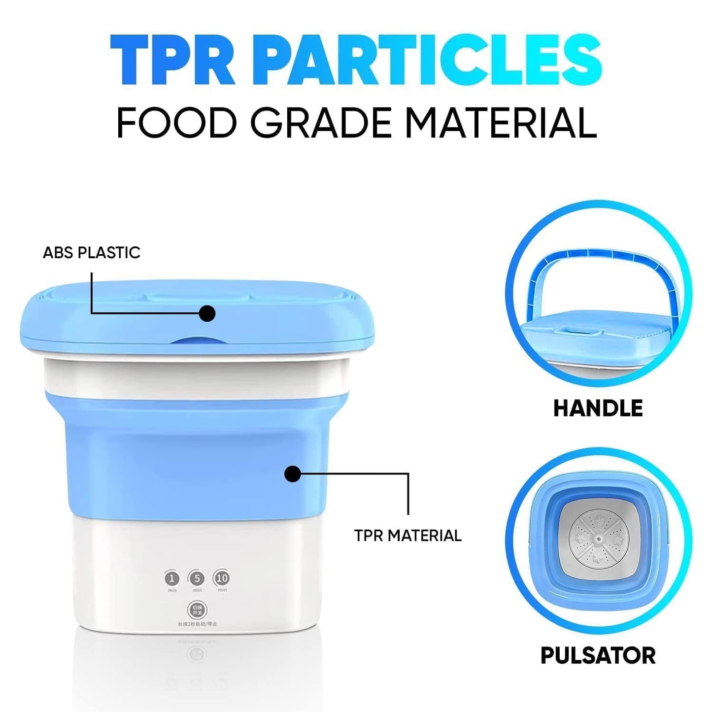 Mini Portable Washing Machine Top Load Fully Automatic with 3 Modes
