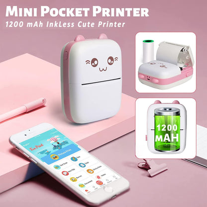 Mini Thermal Printer Inkless Bluetooth Pocket Printer for Prints Picture