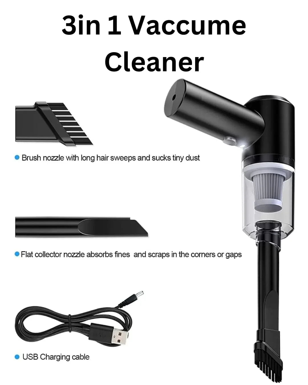 3 in 1 Portable Car Vacuum Cleaner with Blower
