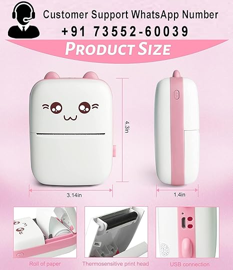 Mini Thermal Printer Inkless Bluetooth Pocket Printer for Prints Picture
