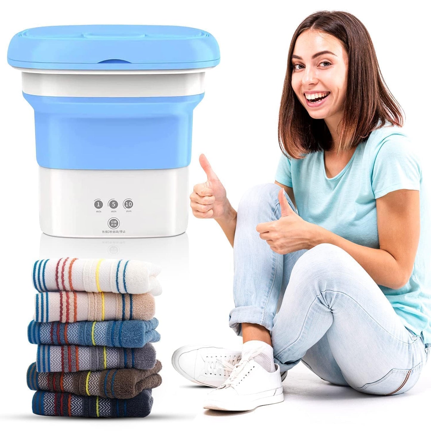 Mini Portable Washing Machine Top Load Fully Automatic with 3 Modes