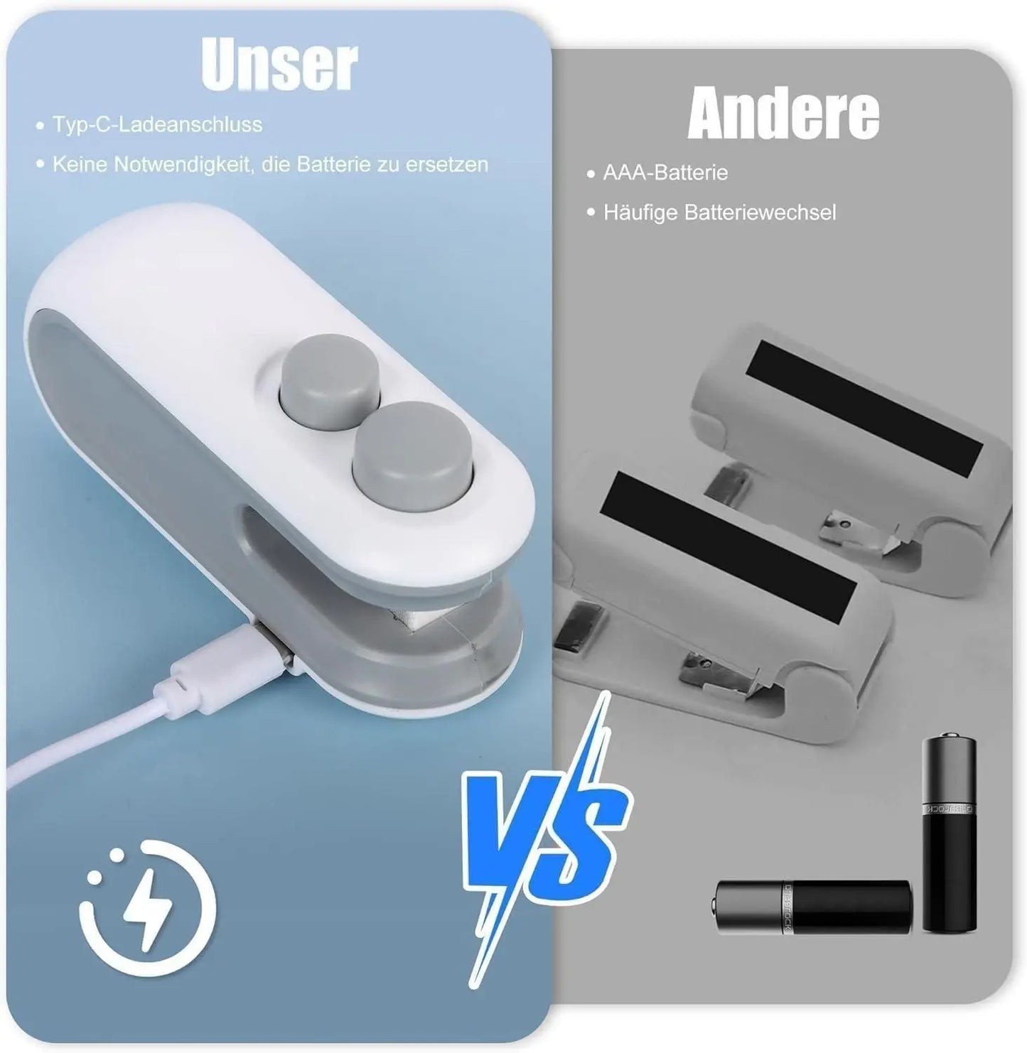 Portable Mini Sealing Machine with Cutter 2 in 1 USB Rechargeable