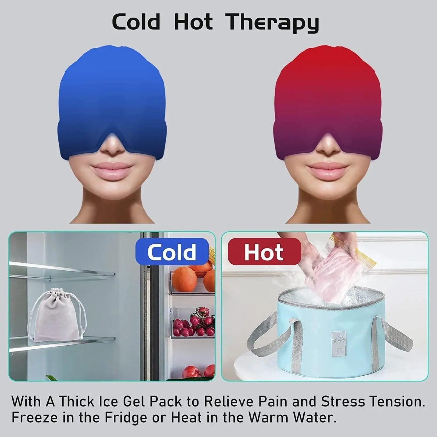 Migraine Relief Cap for Migraines, Headaches, Sinuses, Tension Relief.