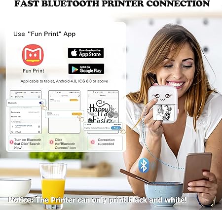 Mini Thermal Printer Inkless Bluetooth Pocket Printer for Prints Picture