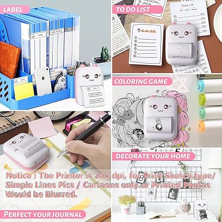 Mini Thermal Printer Inkless Bluetooth Pocket Printer for Prints Picture
